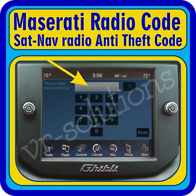 Maserati Radio Code Granturismo Gransport Quattroporte Ghibli Levante Grancabrio • $21.99