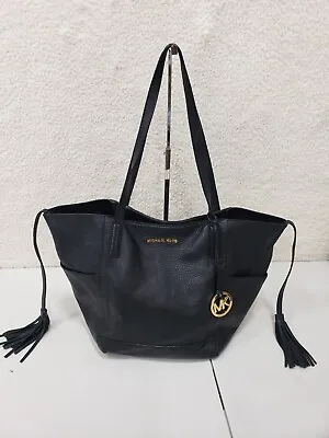 Michael Kors Ashbury Purse Women Black Pebble Leather Tote Shoulder Handbag • $35