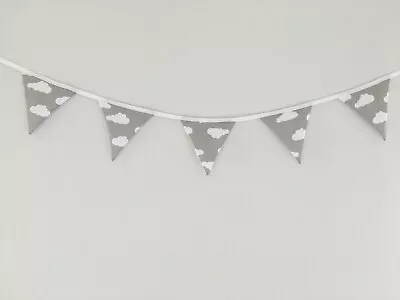 £6.99 • Buy Handmade Bunting Grey Cloud Nursery Bedroom New Baby Shower Boy Girl Children