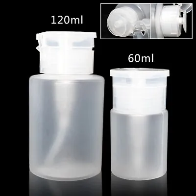 £4.69 • Buy 1- 3Pcs Nail Polish Push Down Empty Pump Remover Alcohol Dispenser Clear Bottle