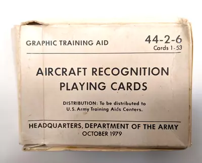$5.95 • Buy QTY (26) US Army Aircraft Recognition Playing Cards Deck 44-2-6 October 1979