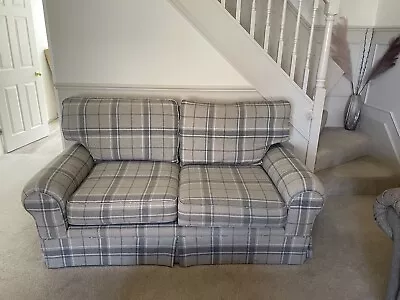 Immaculate Laura Ashley 2 Seater Grey Highland Woven Check Sofa • £120