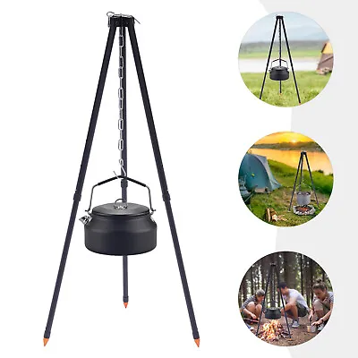 Cast Iron Camping Tripod Outdoor Campfire Cooking Hold Dutch Oven Coffee Tea Pot • $25.65