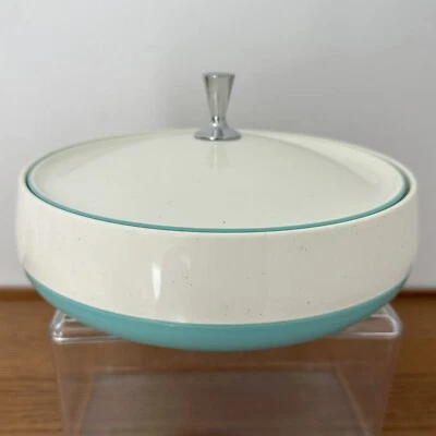 $30 • Buy Vintage Bopp Decker Plastic Vacron Covered Bowl Serving Dish Atomic MCM USA Turq