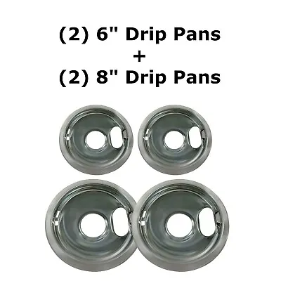 Chrome Drip Pan Bowl Set Replacement For Whirlpool W10278125 Two 6  And Two 8   • $19.97