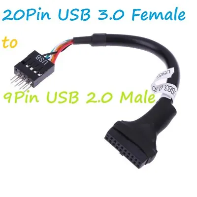 20 Pin USB 3.0 Female To 9 Pin Male USB 2.0 Motherboard Cable Adapter 480Mbps • £2.99