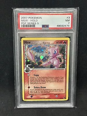 Pokemon 2007 MEW - Holo Rare 17/34 Pop Series 5 Inverted Back PSA NM 7 • $164.99