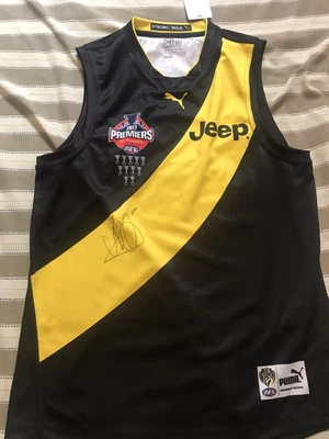 $245 • Buy AFL RICHMOND TIGERS Jack Riewaldt Signed Premiers Puma Guernsey Jumper Large I