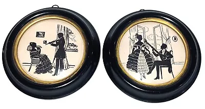 VTG 1930s C&A Richards Pair Of Silhouette “Musical Moments” Round Picture Frames • $35