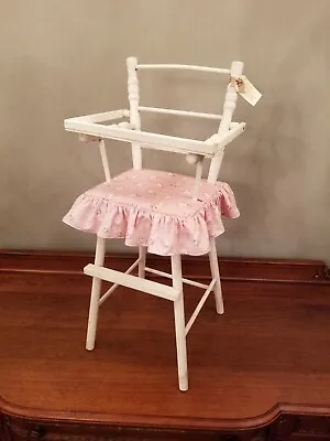Vintage Children's Play Baby Doll Wooden Toy High Chair With Pink 1930's Cushion • $45