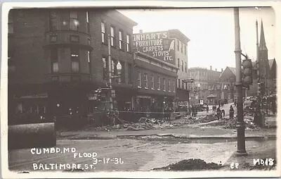 RPPC Cumberland MD Street Scene Flood 1936 • $26.99