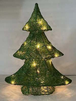 Rare Green Metal Mesh Christmas Tree Lights Up 16” Tall Vintage • $39.95