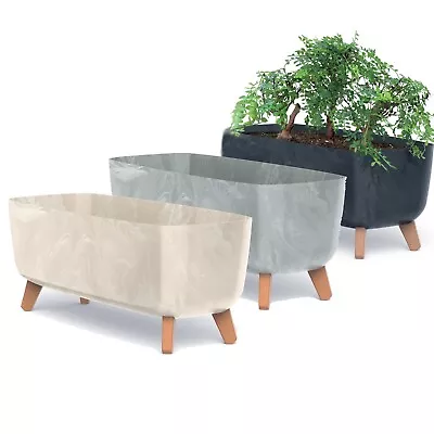 Rectangle Low Look Planter Flower Plant Pot Indoor Outdoor Garden Decor Legs • £15.99