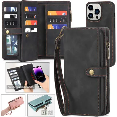 Removable Wallet Case Leather Cover Strap For IPhone 14 13 12 11 Pro Max 8 Plus • $9.39