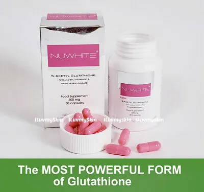 NUWHITE S-Acetyl Whitening Glutathione 500mg (30 Capsules)  • $59.99