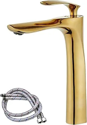 £25 • Buy Tall Counter Top Basin Mixer Tap Curved Bathroom Sink Tap Designer Style, Gold