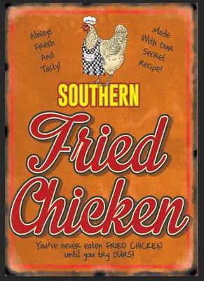 Fried Chicken Vintage Metal Tin Sign Plaque Retro Advert Home Workshop Garage • £9.99