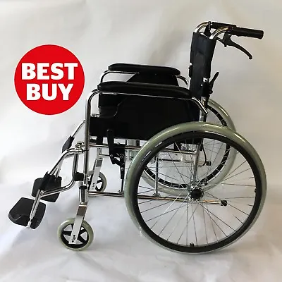 Ultra Lightweight Luxury ALUMINIUM Folding Wheelchair Self-Propelled Chair   • £149.89