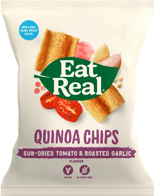 Eat Real Quinoa Chips - Sun-Dried Tomato & Roasted Garlic 30g - Pack Of 6 • £9.89