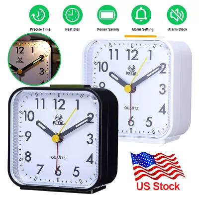 LED Desk Alarm Clock Nightlight Snooze Quiet Non Ticking Battery Powered Bedroom • $10.59