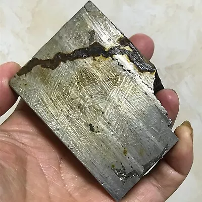 Natural Aletai Iron Meteorite 893. Grams End-Cut Etched Fusion Crust Sealed Glaz • $0.99