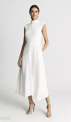 Reiss Livvy Open Back Midi Dress White Size 6 Rrp£228 • $49.73