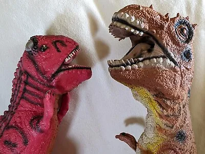 VTG T-REX & CARNOTAURUS Stuffed Latex Rubber Doll Tyrannosaurus Rare No Stamps • $75.49