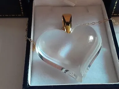 Lalique Pendant Stunning Heart 9 Ct  White Or Yellow Gold Fine Chain Outstanding • £200