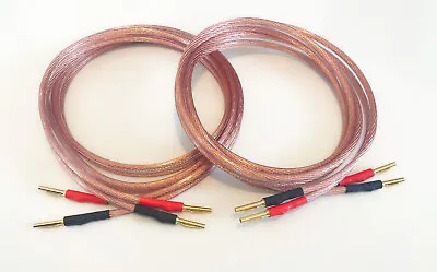Van Damme Hi-Fi Speaker Cable 4mm Sq Pair LC-OFC Gold Plated 4 Mm Banana Plugs • £55.95