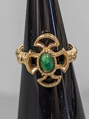 Vintage Avon Baroness Green Cabochon Maltese Cross Ring Size 4.5 • $6.99