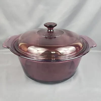 Vision Corning Ware Cranberry 5L Dutch Oven Stock Pot Pyrex Lid Non-Stick Bottom • $69.99