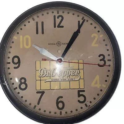 Vintage Dr Pepper Wall Clock Rare General Electric 10-2-4 Working Original Cord • $249.97