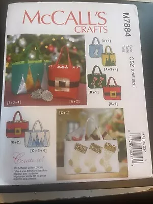 McCalls Pattern M7884 ~ CREATE IT! ~ Christmas Holiday Gift Bags • $3.75