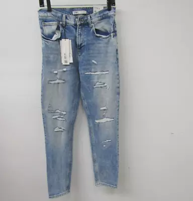 NWT ZARA Women's Blue Denim Skinny Fit Distressed Jeans- SZ 38/ 8 US • $20