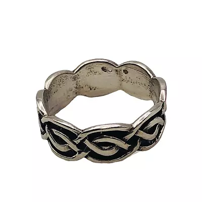 Vintage 925 Solid Sterling Silver Oxidized Celtic Band Ring 6.5mm  Size 6.5 • $39.99