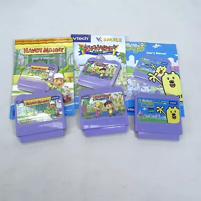 3 VTech V Smile Learning System Game Cartridge Handy Manny Wubbzy Alphabet Books • $19.95
