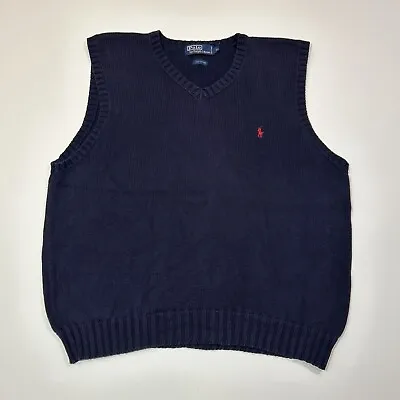 Polo Ralph Lauren Sweater Vest Adult XL Blue Sleevelsess Pony Logo Men • $16.68