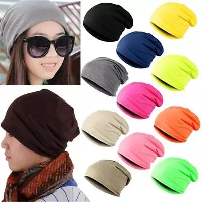 Womens Mens Breathable Slouch Beanie Thin Stretch Cap Skullcap Hat Headwear Soft • £1.67