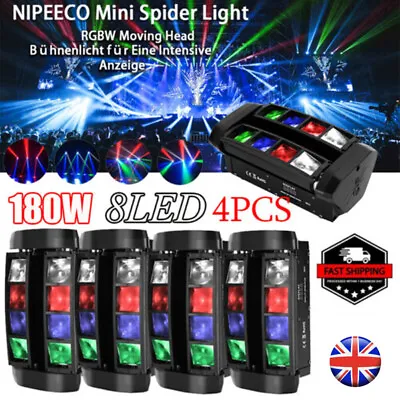 £51.99 • Buy 180W RGBW 8LED Spider Moving Head Stage Lighting Beam DMX Disco Party DJ Light