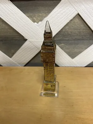Miniature Collectible Crystal Big Ben Tower With Brass Accents 4.75” Tall • $12.50