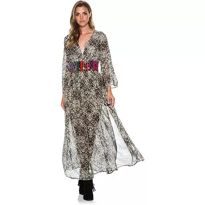 NEW VOLCOM 'Deep South' Print Embroidered Maxi  DRESS SIZE XS STONE ROW  • $69