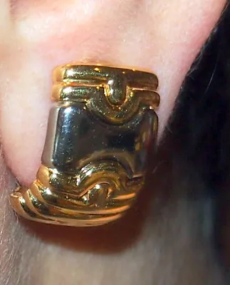 $2500 • Buy Bulgari  Parentesi All 18 Kt Gold 2 Tone Hoop Earings 17.20 Grams-original  Box