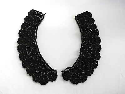 Black Guipure Floral Lace Collar Pair Peter Pan Crochet Applique Dress Jumper • £2.97