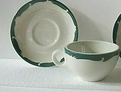 SYRACUSE CHINA  WinterGreen Crest Wave COFFEE CUP & SAUCER Restaurant-Ware VGC • $7.75