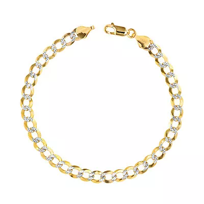 14K Yellow Gold Solid Mens 6mm Diamond Cut Pave Cuban Curb Chain Bracelet 7 - 9  • $395.99