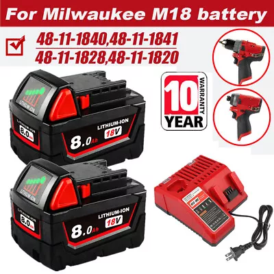 8.0AH For Milwaukee For M18 18V Lithium High Capacity Battery 48-11-1880 Tool • $93.89
