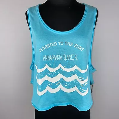 Pop Surf By Popular Apparel Co. M Anna Maria Island Florida FL Cropped Tank Top • $7.64