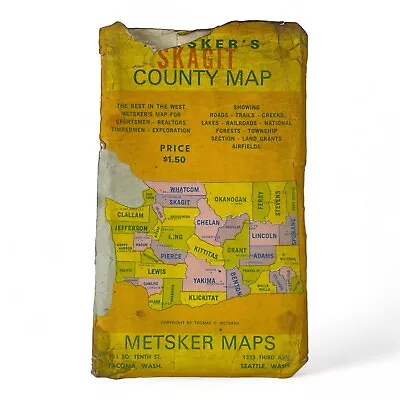 Metsker's Map Skagit County Washington 1970s The Sportsmen's Pocket Guide • $6.95