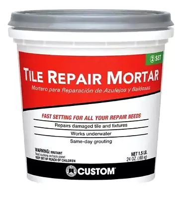 Custom Building Products Tile Repair Mortar White Works Underwater -  1.5 Lb. • $17.97