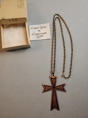 Coppercraft Guild Necklace Maltese Cross Large Pendant Chain Handcrafted USA • $24.99